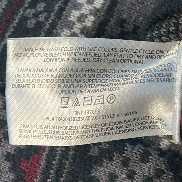 Eddie Bauer Women’s Fair Isle Zip Cardigan Size L Gray Winter Nordic Layers Ski - Picture 10 of 11